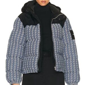 Alexander Wang Black and Blue Patterned Puffer Jacket